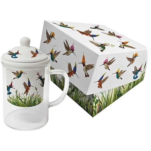 Hummingbird Tea Mug and Strainer Set