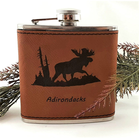 Leather Moose Flask