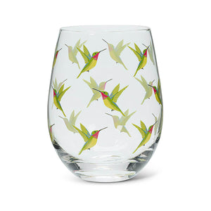 Stemless Wine Glass- Hummingbird