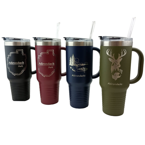 'Adirondacks' Travel Mug Tumbler- 40 oz (Four Colors/Styles)