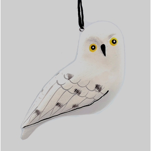 Balsa Wood Snowy Owl Ornament