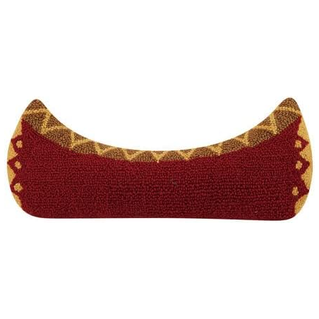 Red Canoe Hooked Wool Pillow