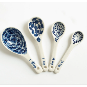 Blue Flowered Measuring Spoons (Set of 4)