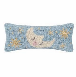 Moon and Stars Hooked Pillow (12" x 5")