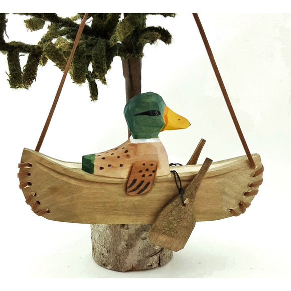 Wooden Duck in Boat- Ornament