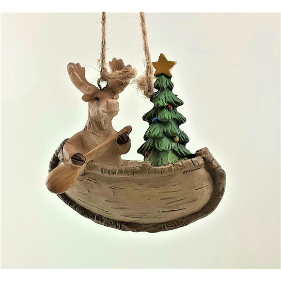 Moose in a Canoe- Ornament