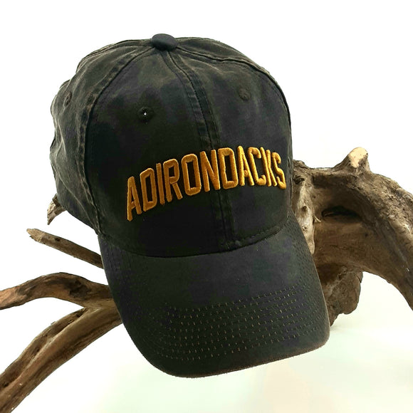 Distressed Gold Embroidered Adirondacks Hat (Espresso)