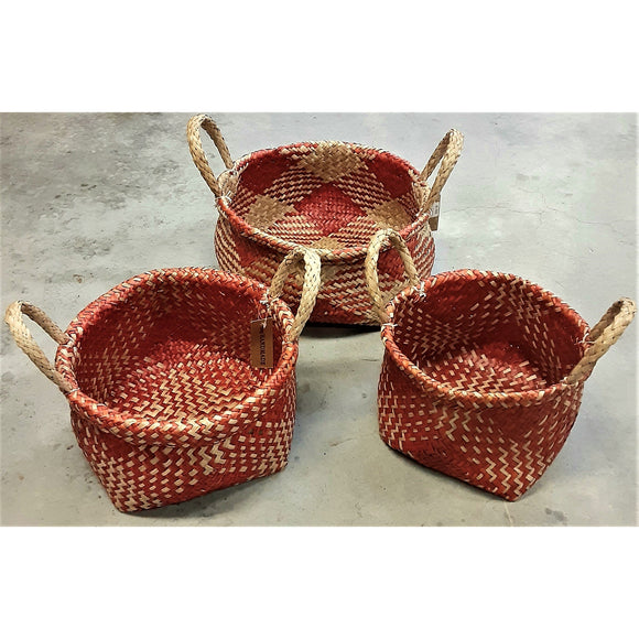 Plaid Baskets-Set of 3