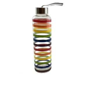 Glass Travel Bottle- Rainbow Stripes