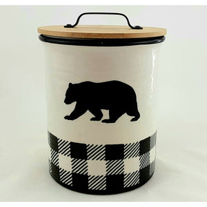 Black & White Plaid Bear Treat Jar