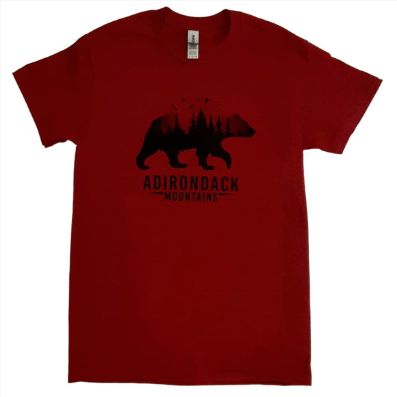 'Adirondack Mountains' SS Tee w/ Bear, Tree & Birds (Two Colors)
