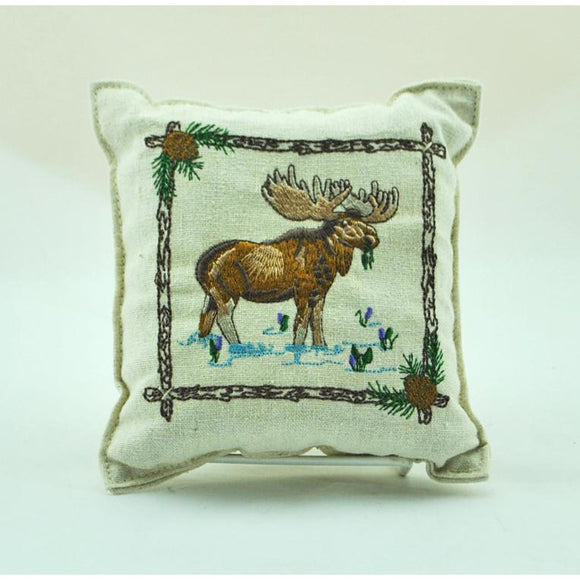 Embroidered Moose Balsam Pillow