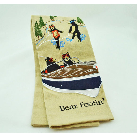 Bear Footin' Embroidered Dish Towel