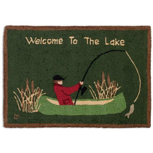 Welcome to the Lake Hooked Wool Rug