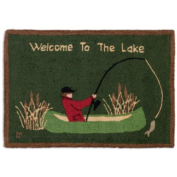 Welcome to the Lake Hooked Wool Rug