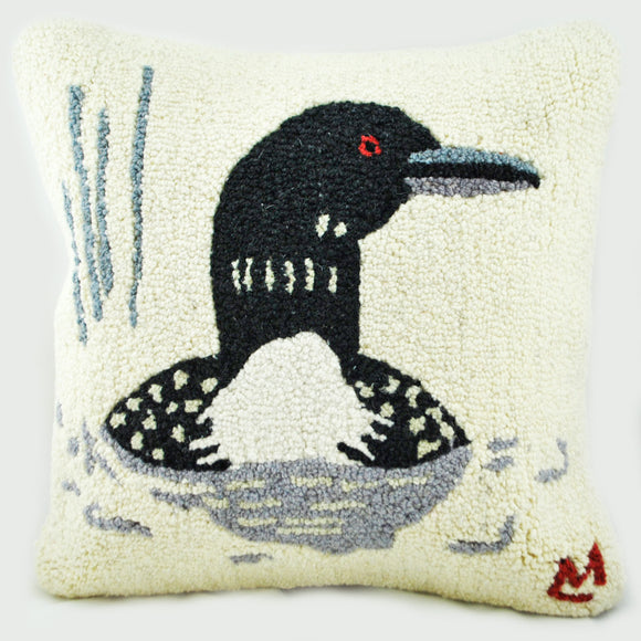 Summer Loon Hooked Wool Pillow