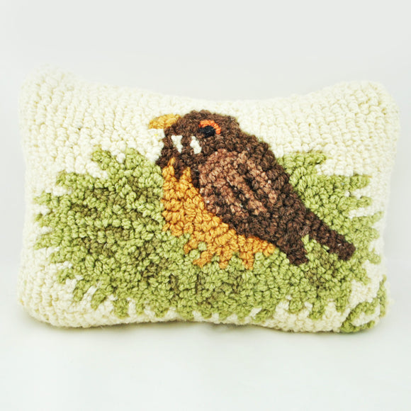 Hooked Wool Robin Nest Pillow