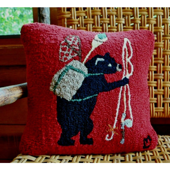 Bear Essentials Hooked Wool Pillow