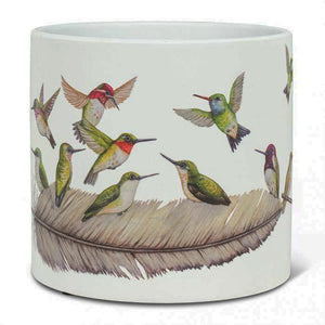 Large Ceramic Planter- Hummingbirds